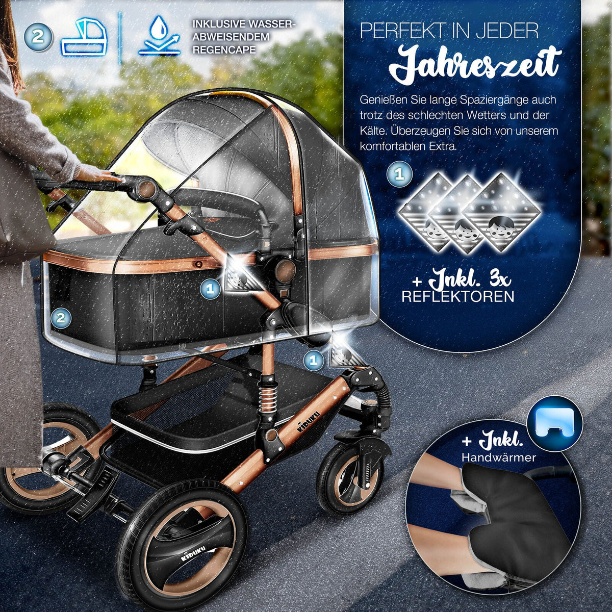 Kinderwagen 3 in 1 Kombi-Buggy Reisebuggy inkl. Auto- Babyschale. Falt –  Fairer Import Vertrieb