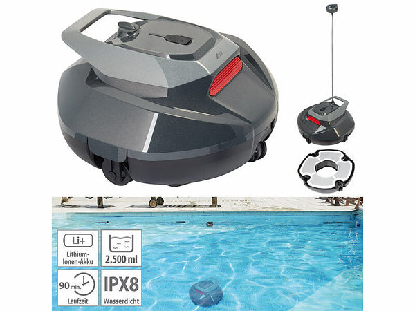 Kabelloser Akku-Poolreiniger-Roboter. 90 Minuten Laufzeit.