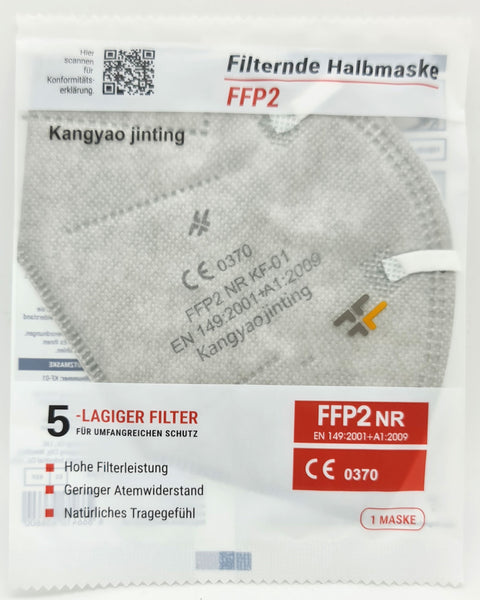 FFP2 Grau Atemschutzmasken Sondermodell 5-lagig. (CE02841 EN 149:2001 + A1:2009)
