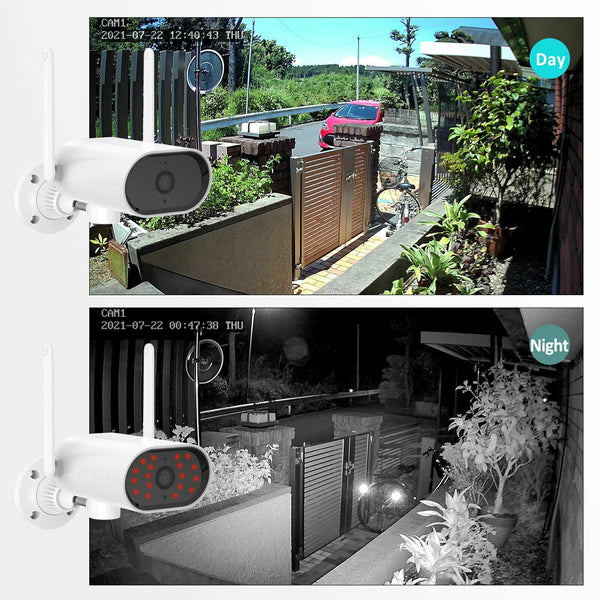 Überwachungskamera 4x Livebild Kamera Set mit 44 cm Monitor. 3 Megapixel. Schwenkbar. App.