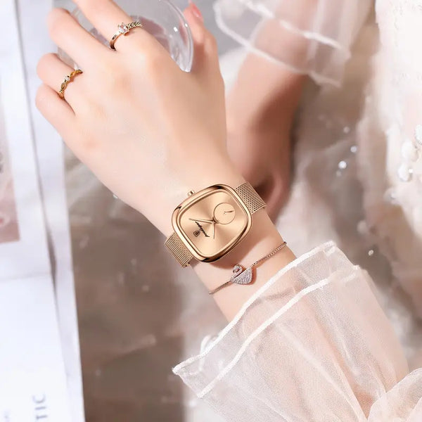 Damenuhr mit Edelstahlarmband. Gold oder Silber.