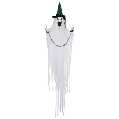 Animierte Halloween-Dekoration – Hängender Gefangenengeist mit Sound & LED, 204 cm