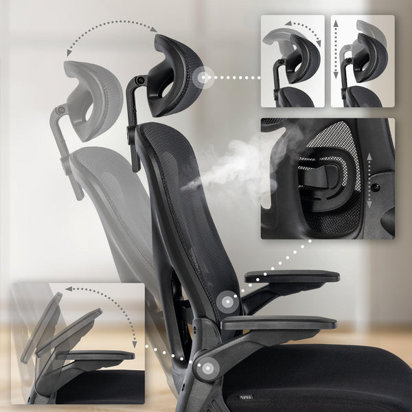 ROSE ergonomischer und vielfach einstellbarer Chefsessel, Mesh-Stoff, schwitzfrei.