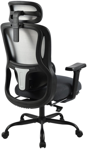 Bürostuhl LEES mit Fußablage, ergonomisch, Stoff, schwarz
