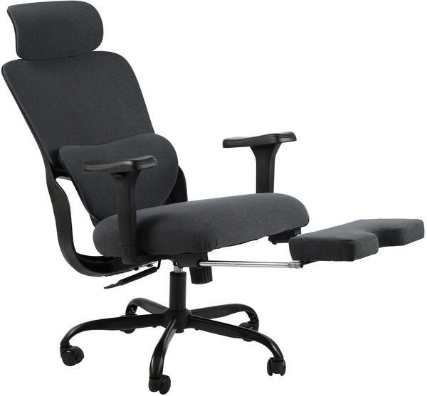 Bürostuhl LEES mit Fußablage, ergonomisch, Stoff, schwarz