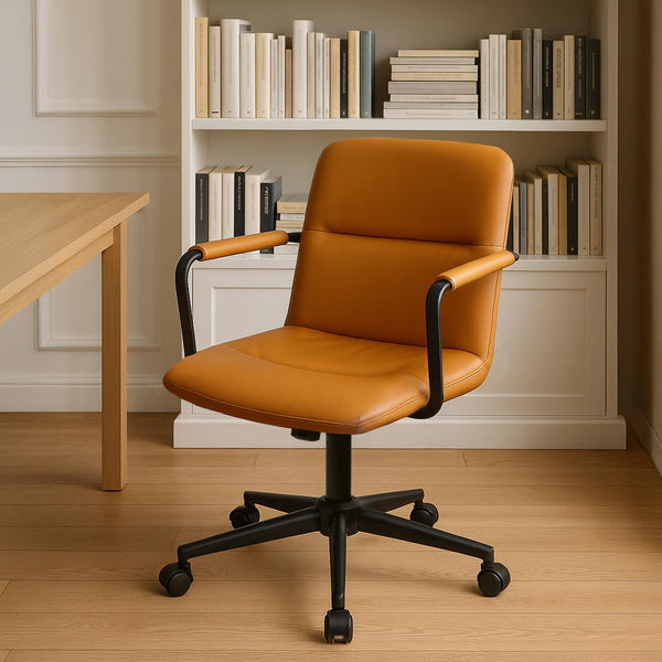 Bürostuhl HILDE, echtes Büffelleder, ergonomisch, belastbar bis 120 kg