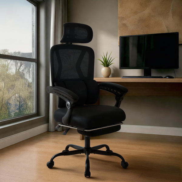Bürostuhl LIBER, ergonomisch, mit Fußablage belastbar bis 150 kg
