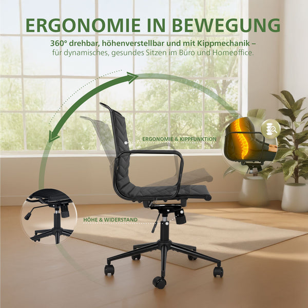 Bürostuhl BAKERS, Leder schwarz