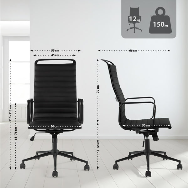 Bürostuhl NELSON, Leder schwarz