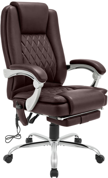 Massagesessel als Leder-Chefsessel RUBIN mit Liegefunktion. Bis 150 kg.