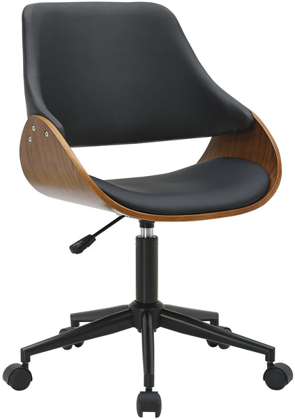 Bürostuhl SONTO, Walnuss-Holz, Leder schwarz