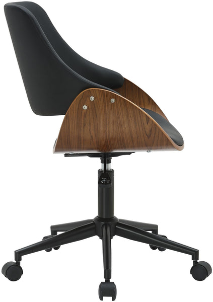 Bürostuhl SONTO, Walnuss-Holz, Leder schwarz