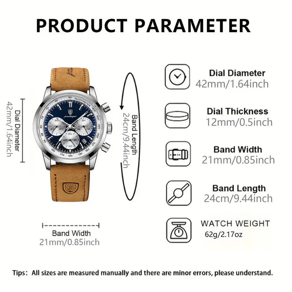 Herren-Casual-Business-Quarzuhr mit Kalenderfunktion und leuchtenden Zeigern