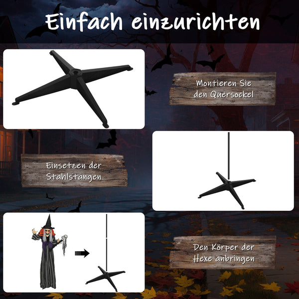 Animierte Halloween-Dekoration – Hexe mit Zepter, LED-Augen, Sound & Bewegung, 160