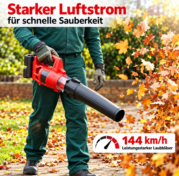 Akku Turbinen Laubbläser mit 40 Volt (2x 20V), 2x 2,0 Ah Lithium-Ionen Akku, 2 Stufen Drehzahlregulierung, hochwertiger Digital-Motor, Anti-Vibrationsgriff, incl. Akkus und Schnell-Ladegerät