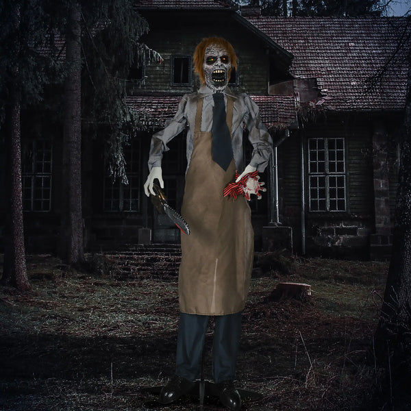 Animierte Halloween-Dekoration – Kettensägenmörder mit Sound & LED, 170 cm