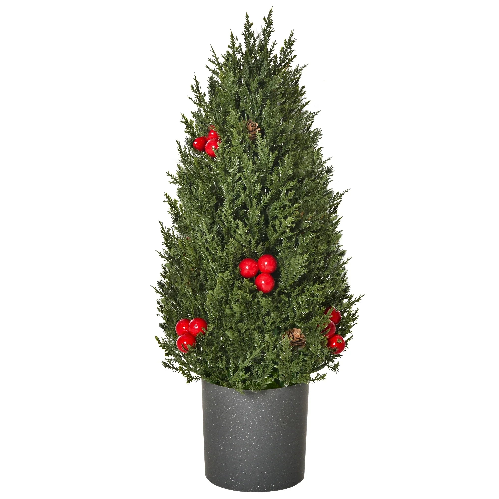 Mini-Weihnachtsbaum mit roten Beeren und Tannenzapfen – 47 cm