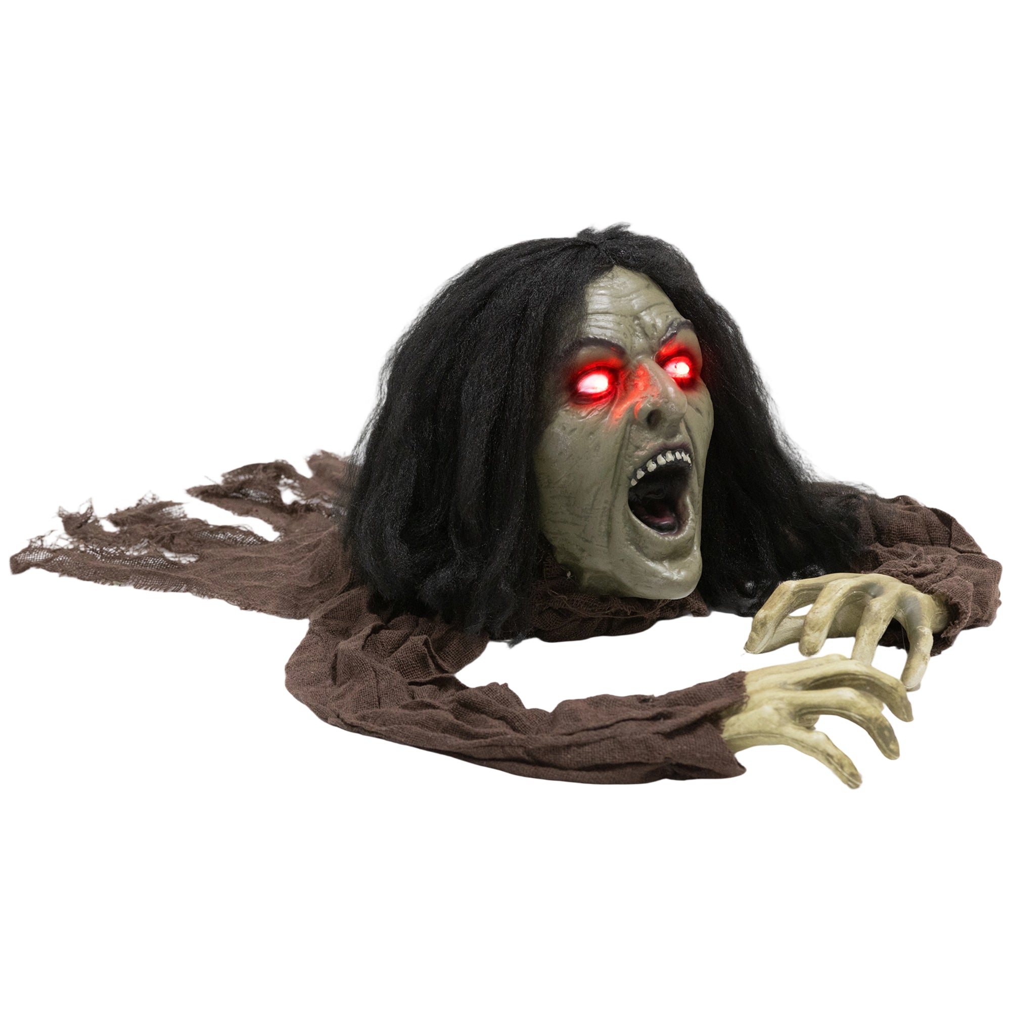 Halloween Dekoration kriechende Zombi-Oma, LED-Lichter und Soundfunktion, 140 cm