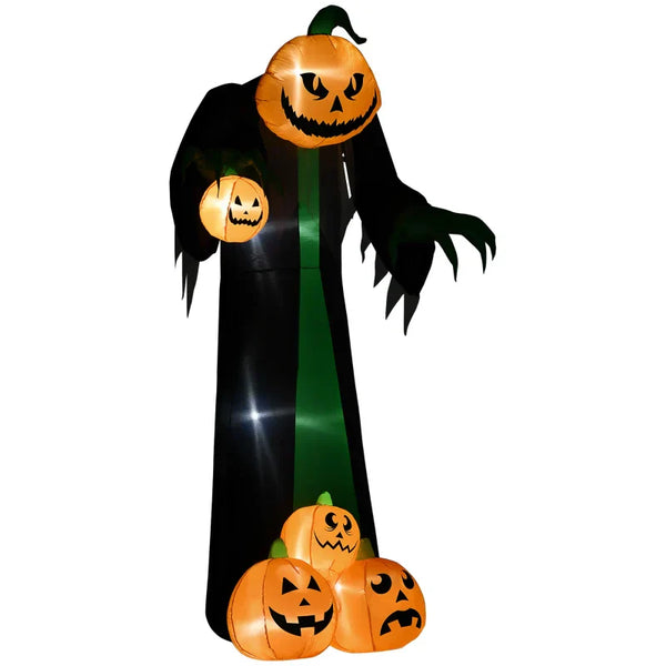 Aufblasbare Halloween-Dekoration – Kürbisgeist mit LED-Beleuchtung, 240cm