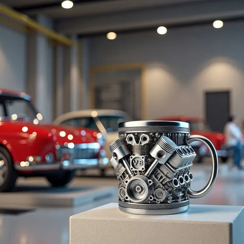 V8-Motor-Design Kaffeetasse – Handgefertigtes Highlight für Auto-Enthusiasten