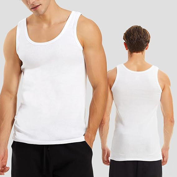 Herren Unterhemd – 5er Pack Tank Tops aus 100 % Baumwolle, schwarz