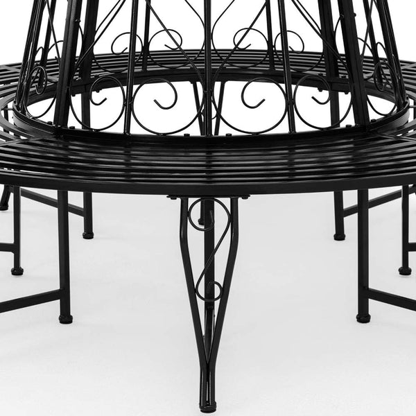 Baumbank Gartenbank rund Ø160 cm aus Metall – Vintage-Stil, wetterfest, bis 320 kg belastbar, pulverbeschichtet, schwarz