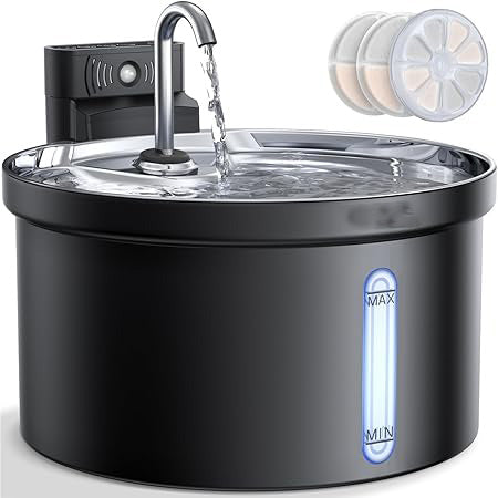 Kabelloser Akku-Katzenbrunnen 3,5 Liter – mit Sensor, Akku (4000 mAh), superleise, inkl. 3-Fach-Filter – Trinkbrunnen für Katzen