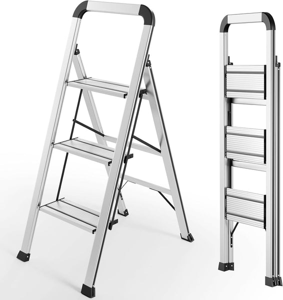 Extra schmale Aluminium-Klappleiter 110 cm. (Nur 5,3 cm Gesamtbreite)