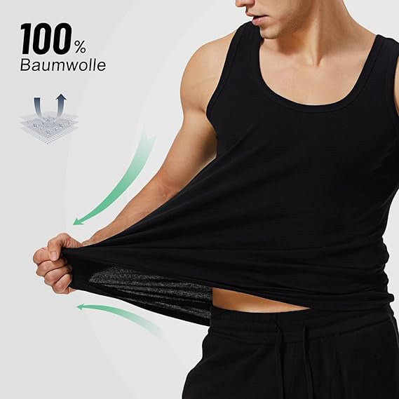 Herren Unterhemd – 5er Pack Tank Tops aus 100 % Baumwolle, mehrfarbig