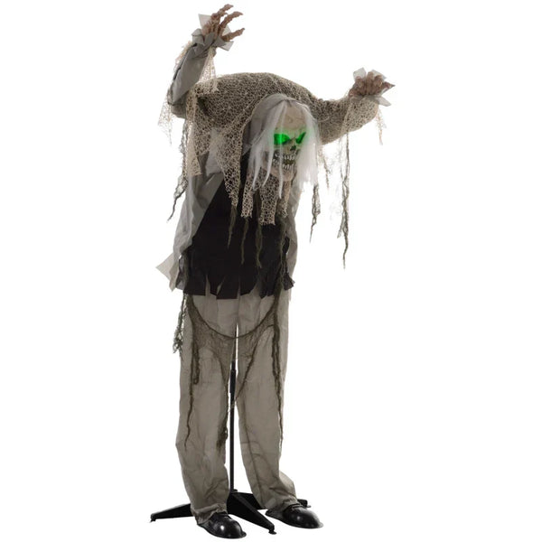 Animierte Halloween-Dekoration – Buckliger Skelettgeist mit Sound & LED, 160 cm
