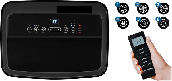 Mobile Klimaanlage für große Räume, Hallen, Büros. 14000 BTU, R290. Farbe: Schwarz