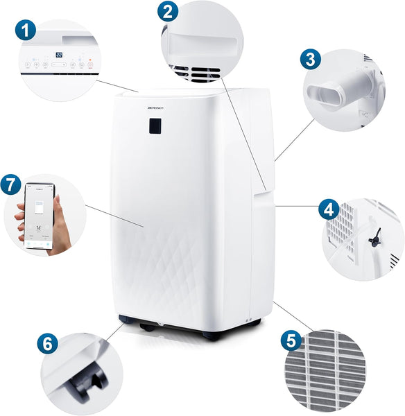 Mobile Klimaanlage für große Räume, Hallen, Büros. 14000 BTU, R290. Farbe: Weiß