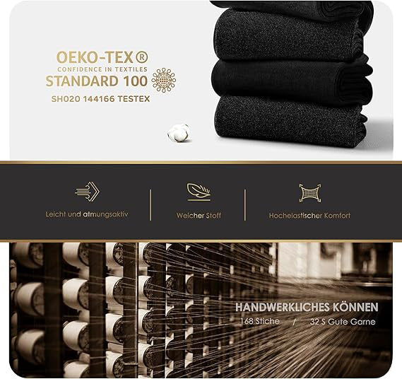 12 Paar Socken für Damen & Herren – Baumwoll-Mix, atmungsaktiv, weich & ideal für Sport und Alltag, schwarz