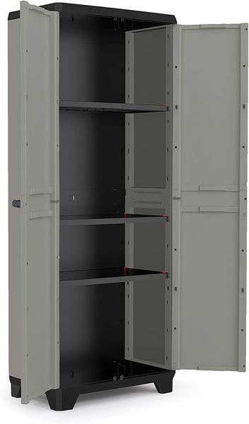 Kunststoffschrank – 166×68×39 cm | 3 Böden | Mehrzweckschrank für Innen & Außen