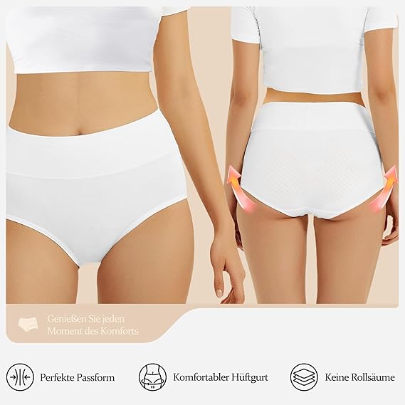 Damen Unterhosen – 5er Pack, hohe Taille, weiche Bio-Baumwolle, atmungsaktiv & elastisch, apricot