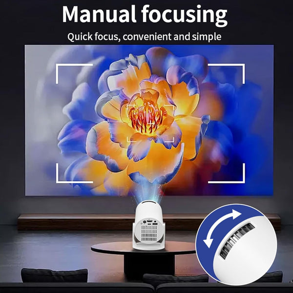 Mini-Beamer rundes Gehäuse, 4K UHD Heimkino Projektor LCD 5G WiFi Bluetooth Taschenkino für Iphone und Android (Kopie)