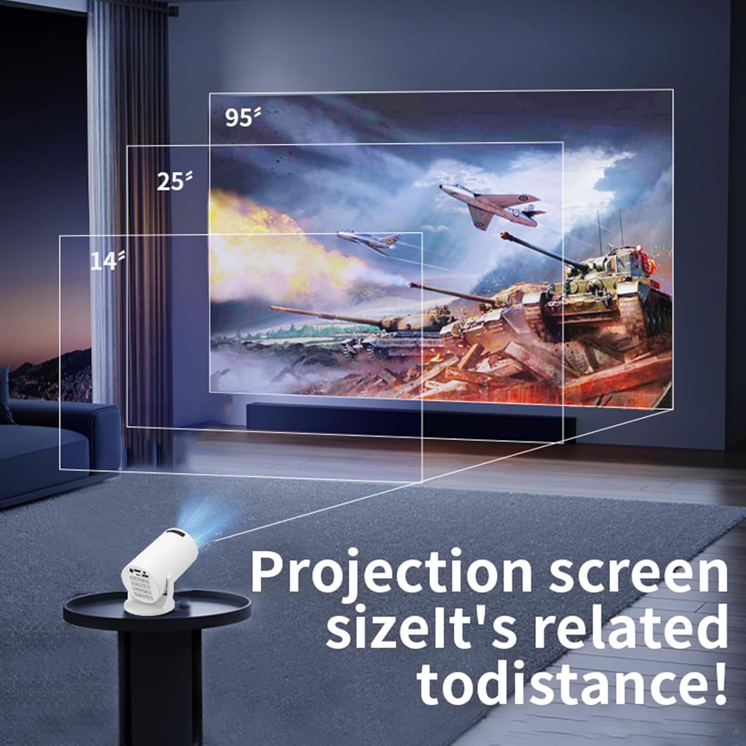 Mini-Beamer rundes Gehäuse, 4K UHD Heimkino Projektor LCD 5G WiFi Bluetooth Taschenkino für Iphone und Android (Kopie)