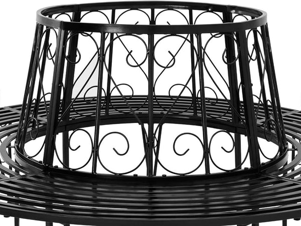 Baumbank Gartenbank rund Ø160 cm aus Metall – Vintage-Stil, wetterfest, bis 320 kg belastbar, pulverbeschichtet, schwarz