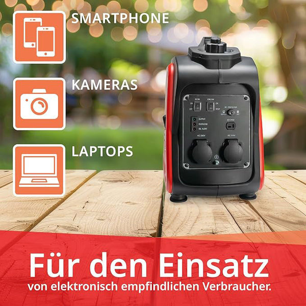 Inverter Stromerzeuger 2200 Watt. (2000 Watt Dauerleistung.) 18 kg. Motorleistung 3,4 PS.