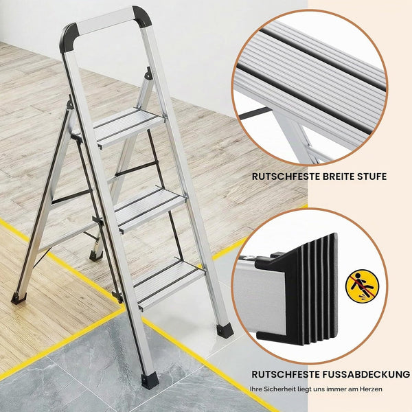 Extra schmale Aluminium-Klappleiter 110 cm. (Nur 5,3 cm Gesamtbreite)