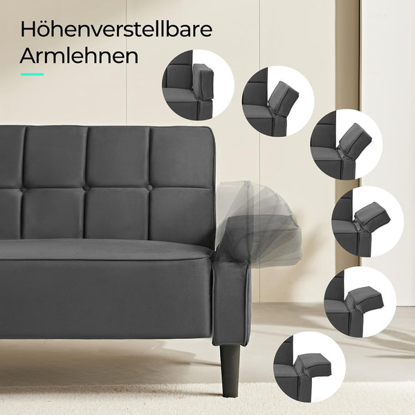 Sofa 3-Sitzer mit Schlaffunktion, Klappsofa, Schlafsofa mit verstellbarer Rückenlehne & Armlehnen. Bettfunktion.