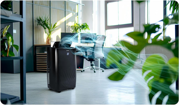 Mobile Klimaanlage für große Räume, Hallen, Büros. 14000 BTU, R290. Farbe: Schwarz