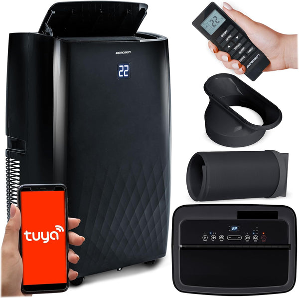 Mobile Klimaanlage für große Räume, Hallen, Büros. 14000 BTU, R290. Farbe: Schwarz