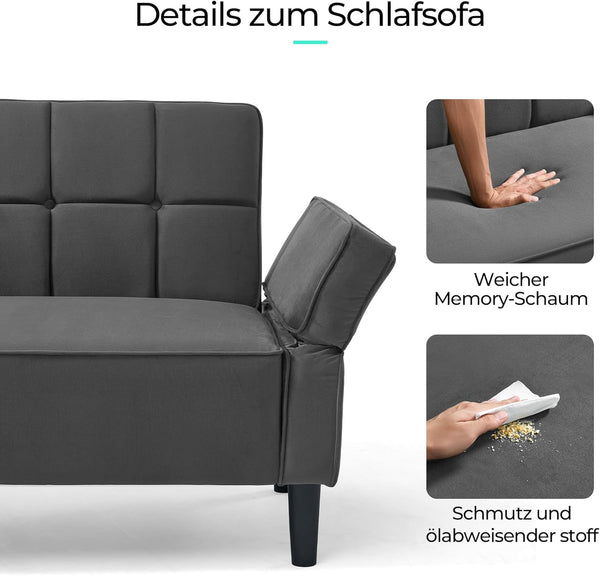 Sofa 3-Sitzer mit Schlaffunktion, Klappsofa, Schlafsofa mit verstellbarer Rückenlehne & Armlehnen. Bettfunktion.