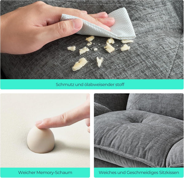 Bettsofa 3-Sitzer mit Schlaffunktion, Klappsofa, Schlafsofa mit Rückenlehne & Armlehnen. Bettfunktion