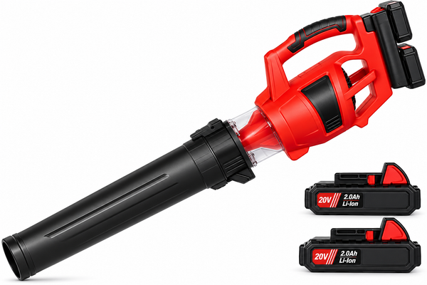 Akku Turbinen Laubbläser mit 40 Volt (2x 20V), 2x 2,0 Ah Lithium-Ionen Akku, 2 Stufen Drehzahlregulierung, hochwertiger Digital-Motor, Anti-Vibrationsgriff, incl. Akkus und Schnell-Ladegerät