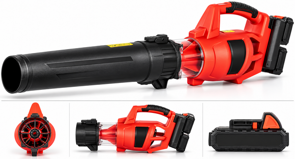 Akku Turbinen Laubbläser mit 40 Volt (2x 20V), 2x 2,0 Ah Lithium-Ionen Akku, 2 Stufen Drehzahlregulierung, hochwertiger Digital-Motor, Anti-Vibrationsgriff, incl. Akkus und Schnell-Ladegerät