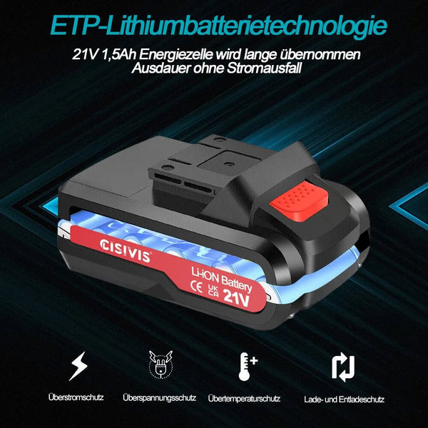 Akku-Schlagbohrmaschine - Akkuschrauber 1500 mAh 21 Volt - Schlagschrauber 3in1. Mit 2 Li-Ion-Akkus und Ladestation.