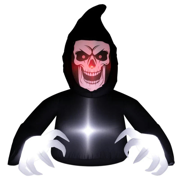 Aufblasbare Halloween-Dekoration – Aufblasbarer Sensemann mit LED-Beleuchtung, 180 cm)