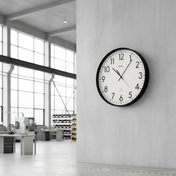 Riesige Hallen-Funk-Wanduhr Aluminium, klassische Anzeige, Funkuhr, Ø 50,5 cm